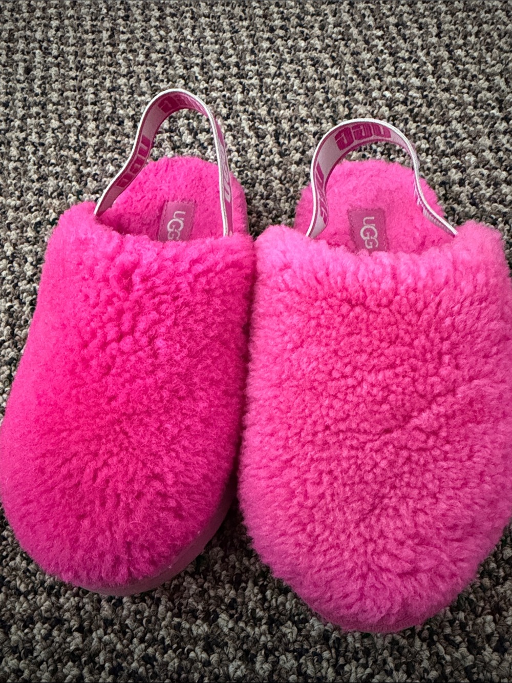 UGG Kids Hot Pink Fuzz Slingback Slippers
